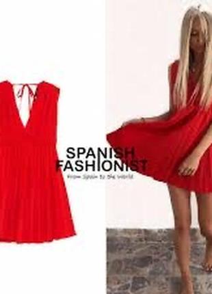 Крутое красное платье плиссе zara3 фото