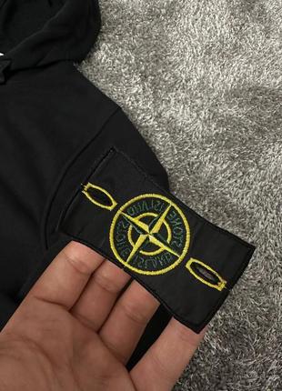 Кофта stone island crewneck мужская осенняя весенняя черная худи зиппер на молнии стон айленд