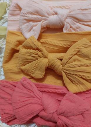 Широкая эластичная повязка для девочки повязка с бантиком3 фото