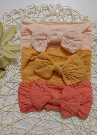 Широкая эластичная повязка для девочки повязка с бантиком2 фото