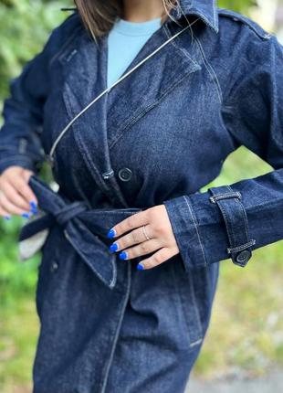 Длинный джинсовый двухборотный тренч макси пальто orsay 🔥5 фото