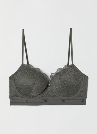 Бралетт, бра, лиф, бюстгальтер, кружевной, хаки, h&m