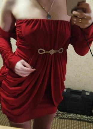 Платье вечернее праздничное красное с болеро распродаж