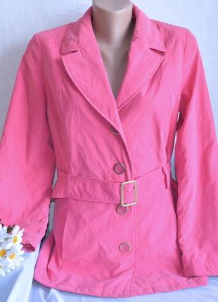 Брендовый розовый утепленный плащ тренч с поясом и карманами marks & spencer синтепон2 фото