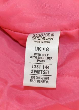 Брендовый розовый утепленный плащ тренч с поясом и карманами marks & spencer синтепон6 фото