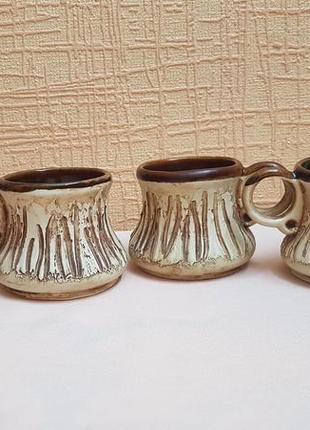Чашки винтажные   глиняные коричневые,4 шт.1 фото