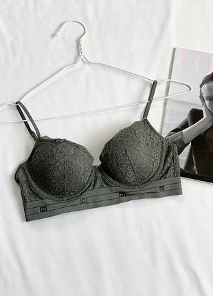 Бралетт, бра, лиф, бюстгальтер, кружевной, хаки, h&m