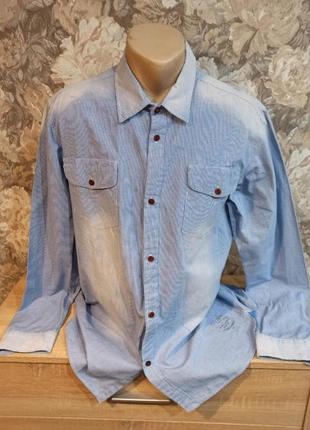 Scotch &amp;soda мужская джинсовая рубашка размер xl голубо- белого цвета