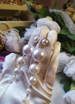 Дуже гарні крупні перлові сережки пусети7 фото