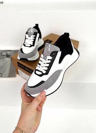 Стильные кроссовки на повышенной подошве из высококачественной натуральной кожи и замши