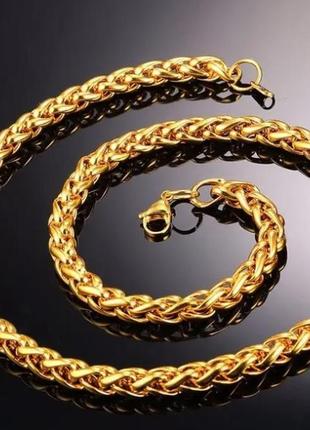 Цепочка золотая женская  из нержавеющей стали плетение колосок 3 мм 60 см