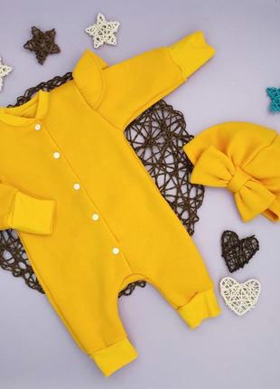 Комплект теплый для новорожденного (комбинезон + шапочка )