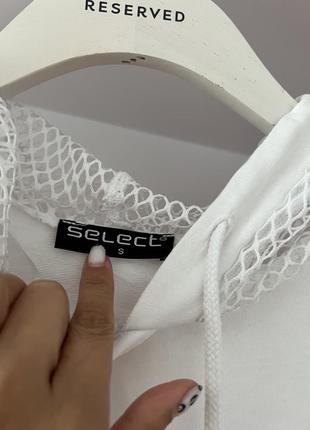 Белое крутое худи select4 фото