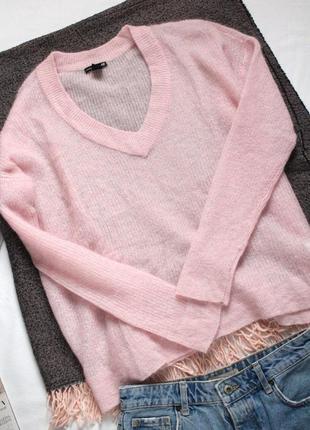 Розовый мохеровый свитер оверсайз h&m м л 38 40 размер4 фото