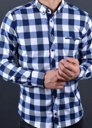 Рубашка в клетку подростковая,рост 158-164 ,на кнопках