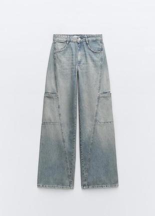 Джинсы карнго зара zara штаны средняя посадка mid rise