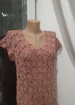 Ажурное платье, вязаное крючком4 фото