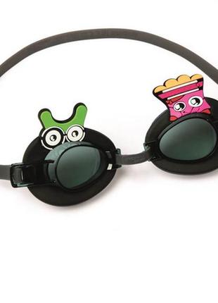 Детские очки для плавания bestway 21080, размер s (3+), обхват головы ≈ 48-52 см, черные3 фото