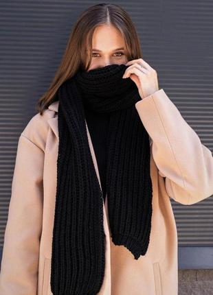 Женский теплый вязаный шарф without carry black