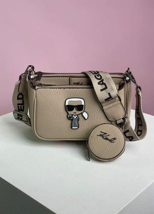 Женская сумка карл лагерфельд бежевая karl lagerfeld pochette beige