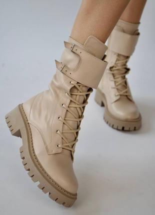 Эксклюзивные ботинки из итальянской кожи и замши женские