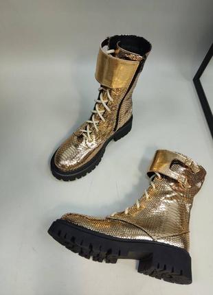 Эксклюзивные ботинки из итальянской кожи и замши женские