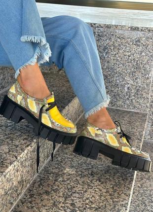 Екслюзивні туфлі лофери  з натуральної італійської шкіри та замші жіночі платфлрмі2 фото