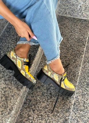 Эксклюзивные туфли лоферы из натуральной итальянской кожи и замши женские платфлрми5 фото