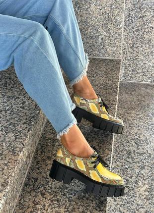 Эксклюзивные туфли лоферы из натуральной итальянской кожи и замши женские платфлрми8 фото