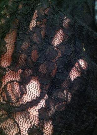 Черная стрейчевая прозрачная гипюровая кружевная блуза с атласным бантом на шее s2 фото