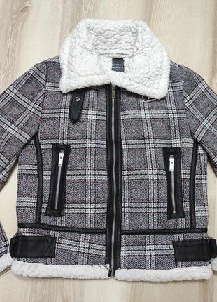 Утепленная куртка косуха primark на меху, теплая стильная косуха xs-s2 фото