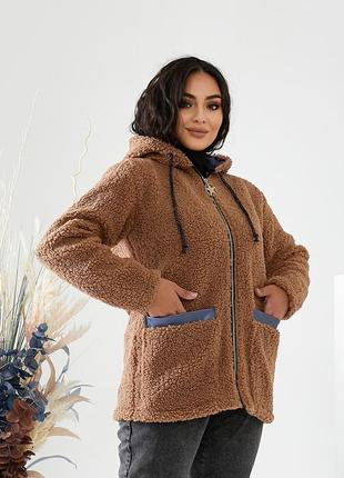 Женская куртка из эко-меха, изготовленная из утепленной ткани big teddy4 фото
