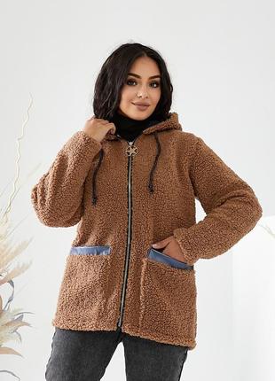Женская куртка из эко-меха, изготовленная из утепленной ткани big teddy5 фото