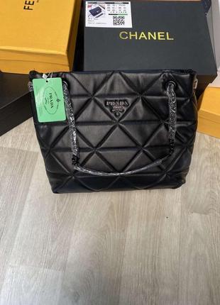 Женская сумка prada прада черная, сумка на плечо, брендовые сумки, сумка с логотипом, вместительная сумка2 фото