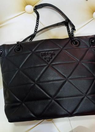 Женская сумка prada прада черная, сумка на плечо, брендовые сумки, сумка с логотипом, вместительная сумка4 фото