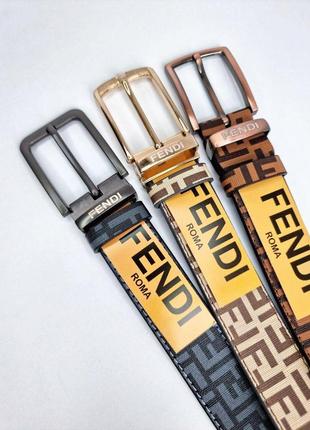 Шкіряний ремінь fendi фенді 3.5 см, ремені з логотипом, брендові ремені, ремінь чоловічий