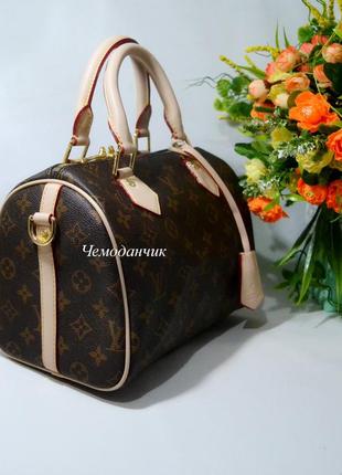 Жіноча брендова сумка louis vuitton speedy monogram луї віттон спіді бочонок монограма середній розмір