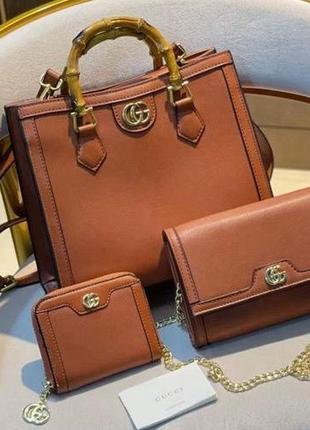 Жіночий набір сумка, клатч, гаманець gucci гуччі, брендова сумка, брендовий гаманець, гучі, жіночий гаманець