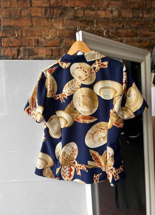 Christine laure paris women’s vintage made in UN full printed premium blouse shirt женская, премиальная, винтажная блуза, рубашка3 фото