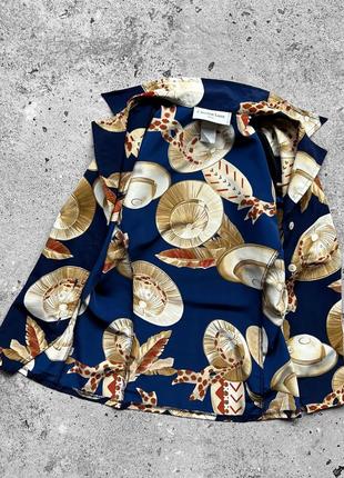 Christine laure paris women’s vintage made in UN full printed premium blouse shirt женская, премиальная, винтажная блуза, рубашка6 фото