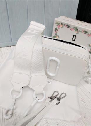 Женская кожаная сумка marc jacobs марк джейкобс белая, кросс боди, cross body, брендовые сумки2 фото