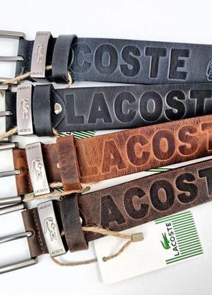 Шкіряний ремінь lacoste лакост 4 см, ремені з логотипом, брендові ремені, ремінь чоловічий