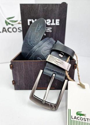 Кожаный ремень lacoste лакост 4 см, ремни с логотипом, брендовые ремни, ремень мужской4 фото