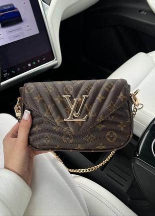 Женская сумка кросс боди louis vuitton monogramm луи виттон коричневая, брендовая сумка, сумка 2в1, луи витон