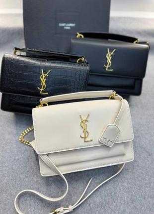 Женская кожаная сумка yves saint laurent ив сен лоран, кросс боди, сумка на плечо, сумка под крокодила2 фото