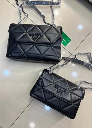 Жіноча шкіряна брендова сумка prada прада колір чорний, жіночі модні сумки, брендові сумки