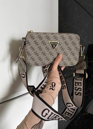 Женская брендовая сумка guess гуес, сумка через плечо, сумка с логотипом, сумка на ремешке9 фото