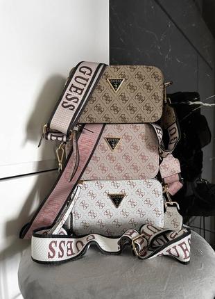 Жіноча брендова сумка guess гуес, сумка через плече, сумка з логотипом, сумка на ремінці