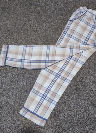 Качественные котоновые пижамные штаны в клетку с люрексовой нитью1 фото