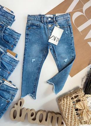 Стильные джинсы zara 92,98,110,116 см скини для девочек синие удобные штаны брюки